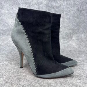 Betsey Johnson Two Tone Black Suede Stiletto Ankle Booties 6.5M‎ High Heels Club